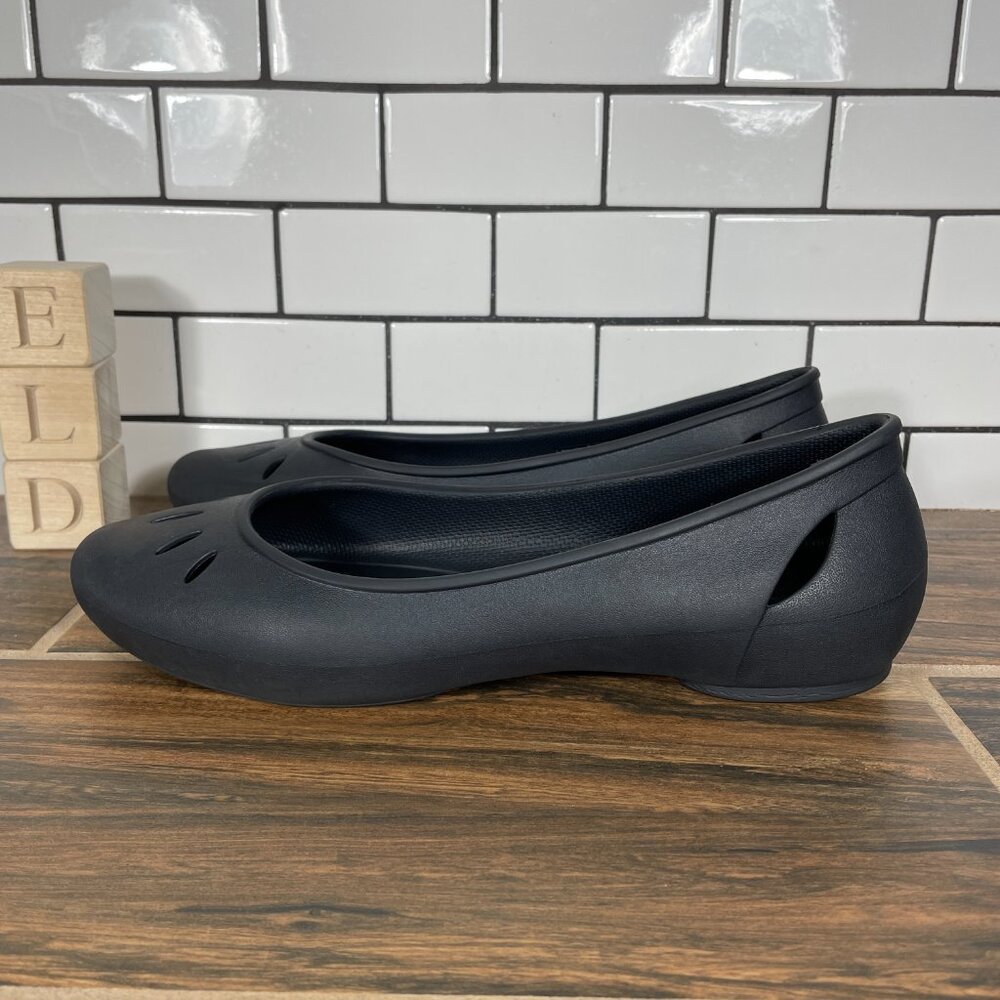 CROCS Kelli Shoes Womens Size 10 Black Iconic Comfort Slip On Ballet Flat